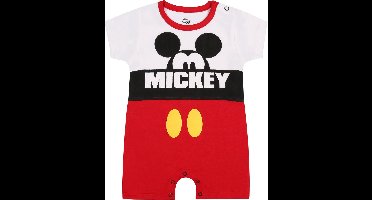 Wit-rode romper met afbeelding van Mickey Mouse / 62 cm