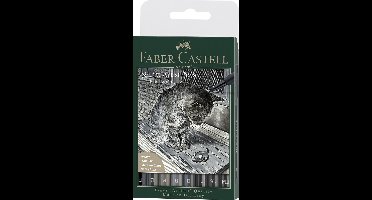 Faber-Castell tekenstift - fineliners - Pitt Artist Pen - zwart + grijs - 8-delig etui lijnbreedte FM, 1.5, F, 5x B - FC-167171