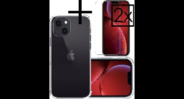 Hoesje - Met Screenprotector - 2 Stuks - Geschikt voor Apple iPhone 13 Mini - Sterk & Shockproof - Siliconen Case - Back Cover - Telefoon Hoes - Shock Proof - Transparant