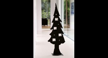 Kerstboom 160 cm - Zwart metalen Kerstboom - incl. stevige Glazen - Hoogte 160 cm