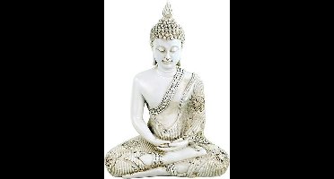 Yogi & Yogini - Boeddhabeeld - Boeddha in Meditatie - Wit - Thailand - 28 cm
