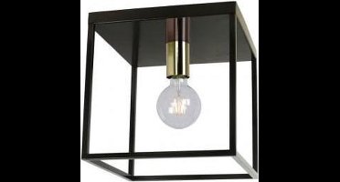 Groenovatie Metalen Plafondlamp - Zwart Messing - E27 Fitting - 25x25 cm