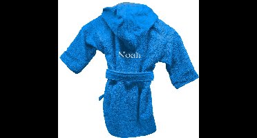 Badjas uni line 2-4jr - turquoise  - met GRATIS geborduurde naam