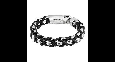 Zippo gevlochten lederen en stalen armband - 22 cm