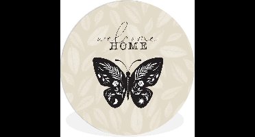 WallCircle - Wandcirkel ⌀ 30 - Quotes - 'Welcome home' - Spreuken - Thuis - Ronde schilderijen woonkamer - Wandbord rond - Muurdecoratie cirkel - Kamer decoratie binnen - Wanddecoratie muurcirkel - Woonaccessoires
