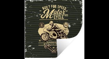 Muurstickers - Sticker Folie - Motor - Man - Tekening - Retro - 30x30 cm - Plakfolie - Muurstickers Kinderkamer - Zelfklevend Behang - Zelfklevend behangpapier - Stickerfolie