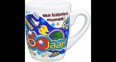 mok cartoon-stijl 60 jaar keramiek 325 ml blauw