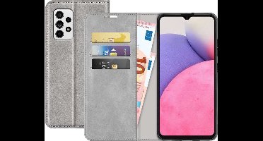 Just in Case hoesje geschikt voor Samsung Galaxy A73 - Hoesje met Pasjeshouder - Luxe Book Case - Grijs
