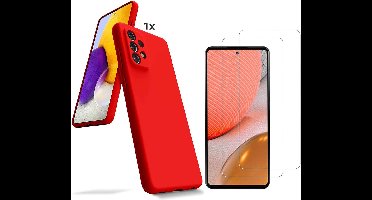 Hoesje Geschikt Voor Samsung Galaxy A72 Hoesje Soft Nano Silicone Backcover Gel Rood Met 2x Glazen Screenprotector