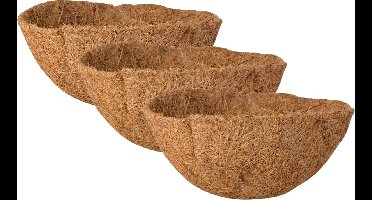 3x stuks voorgevormde inlegvellen kokos voor hanging basket 25 cm - kokosinleggers / plantenbak van kokos