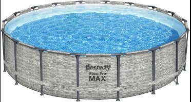 BESTWAY Steel Pro Max™ bovengronds zwembad - Grijs steenpatroon, 549 x 122 cm, FrameLink™-systeem