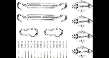 Bevestigingsmateriaal schaduwdoeken - Volledige set - Met bevestigingstouw - Gemakkelijk op te bergen