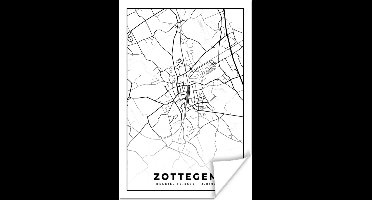 Poster Zwart Wit – België – Plattegrond – Stadskaart – Kaart – Zottegem - 20x30 cm