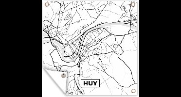 Tuinposters Stadskaart – Zwart Wit - Kaart – Huy – België – Plattegrond - 50x50 cm - Tuindoek