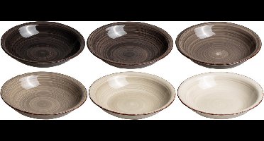 Diep bord - Ø21Cm - 6 Stuks - Aardewerk - Industrieel