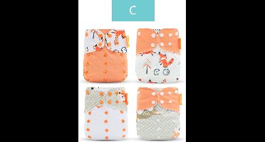 Happy Flute - Set van 4 Duurzame luiers - Oranje Vos - Oefenbroekjes - Herbruikbare luiers met inleggers