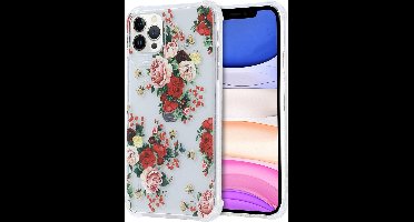 Siliconen Hoesje met bloemenprint Geschikt voor iPhone 12 Mini Boeket en Rozen Transparant