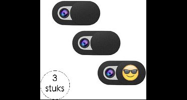 Supertarget PRO Webcam cover met Emoji – Unieke webcam schuifjes in Nederland met Emoji - 3 stuks zwart – Webcamcover – Privacy beschermer – Geschikt voor Tablets, Laptops (Macbooks) en Smartphones