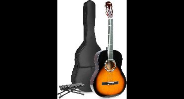 Akoestische gitaar voor beginners - MAX SoloArt klassieke gitaar / Spaanse gitaar 4/4 - Met o.a. 39'' gitaar, voetsteun, gitaartas, gitaar stemapparaat en extra accessoires - Sunburst