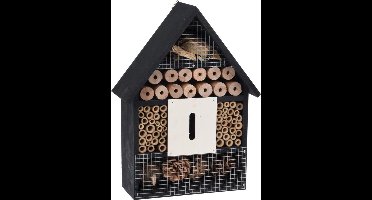 Pro Garden Insectenhotel hout 30cm zwart bijen vlinders