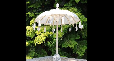 Migo Styling - Tafelparasol - Creme - Betonvoetje - Bali - Ibiza - Dia 60 cm - Stokparasol
