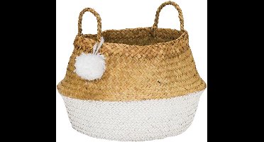 Kidsdepot Pompom mandje maat L wit Pompom decoratie mandje