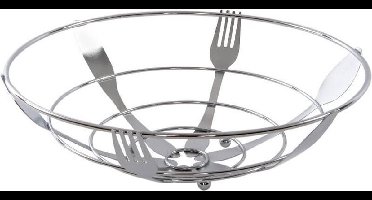 Items fruitschaal - zilver - metaal - 26v cm - rond - fruitmand