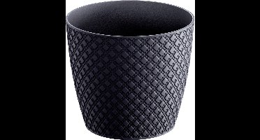 Orient stijl plantenpot/bloempot kunststof dia 13 cm en hoogte 11 cm in het antraciet grijs voor binnen/buiten