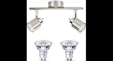 Philips Meranti Opbouwspot (Mat Chroom) - Warmwit Licht - Plafondspot met 2 Lichtpunten - GU10 - Niet Dimbaar