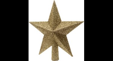 Decoris Gouden kerstboom ster piek - Kunststof - 19 cm - Goud