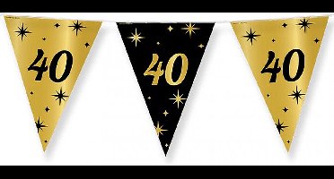 40 jaar Leeftijd verjaardag vlaggetjes - zwart/goud - 10 meter - versiering - feestartikelen