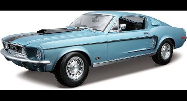 Modelauto Ford Mustang GT Cobra 1968 blauw 24 cm schaal 1:18 - speelgoed auto schaalmodel