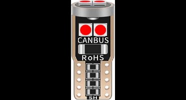 2x T10 LED - CANBUS - Extra fel - 6SMD - 12V - Rood