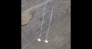 oorbellen Dames zilver doortrekoorbellen met Ginkgo blaadtje - 82mm- zilver 925