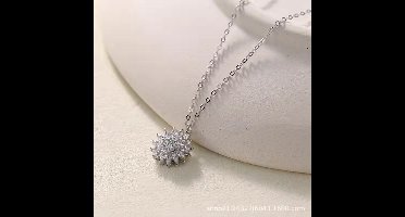 Gading® dames ketting met zonnebloem - staal collier draaibaar - zilverkleurig - 40cm+6cm