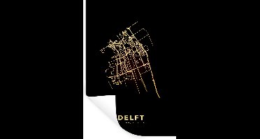 Muurstickers - Sticker Folie - Delft - Kaart - Stadskaart - Nederland - Plattegrond - 20x30 cm - Plakfolie - Muurstickers Kinderkamer - Zelfklevend Behang - Zelfklevend behangpapier - Stickerfolie