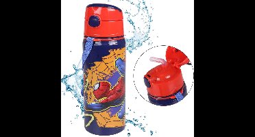 SpiderMan Aluminium Drinkfles, Donkerblauw met Band en Naamlabel 600 ml