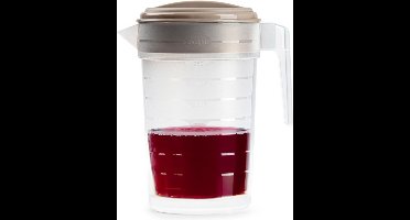 Plasticforte Waterkan met deksel - 2 liter - taupe / transparant - kunststof - schenkkan karaf