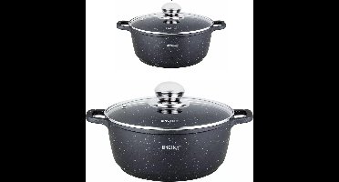 2 Braadpannen - met Aromaknop - 16 en 26 cm - 1.3 en 5,6 liter