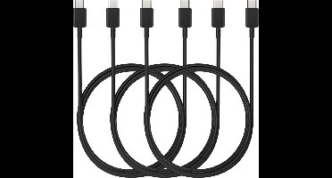 3x USB C naar USB C Kabel Zwart - 1 meter - Oplaadkabel voor Samsung Galaxy A13 4G / A23 / A33 5G / A53 5G / A73 5G / A52 / A52 5G / A52s 5G / A72 / A72 5G