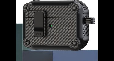 Mobigear Hoesje geschikt voor Apple AirPods Pro 2 Hardcase Hoesje | Mobigear Racing Clip - Zwart