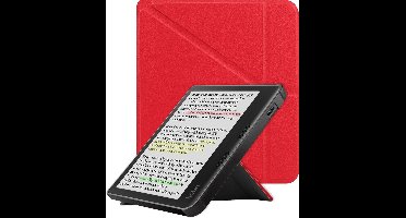 Hoes Geschikt voor Kobo Libra Colour Hoesje Bookcase Cover Book Case Hoes Sleepcover Trifold - Rood