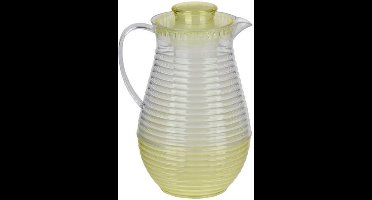 Alpina Waterkan/sapkan met fruit of ijsblokjes infuser/reservoir - 2 liter - kunststof - geel - 25 cm - deksel/handvat