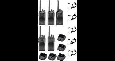 Set van 5 stuks Kenwood TK-3501 PMR446 met beveiliging oortje en tafelladers