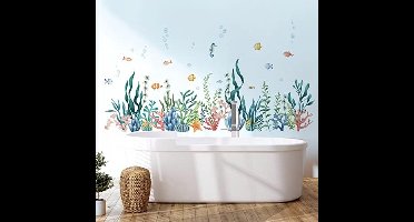 Onder de zee Zeewier Muurstickers Tropische vissen Plint Plint lijn Muurtattoo Baby Kinderkamer Babykamer Badkamer Wanddecoratie