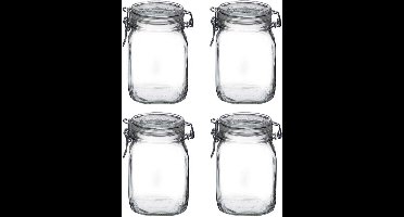 10x stuks glazen weckpotten 1 Liter - Bewaarpotten - Klempotten voor conserven - Keuken artikelen voedsel bewaren