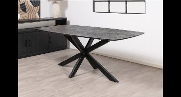 Eettafel Florence mangohout Deens ovaal 180x100 cm - Zwart | Sandblasted