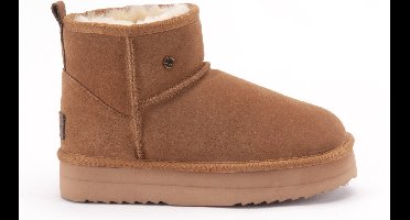 Warmbat Wallaby Suede boot Plateau Dames Laarzen - Cognac