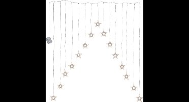 Star Trading LED-lichtgordijn 'Decystar' met 15 verlichte sterren, 75 warmwitte lichtbronnen, timer, transparant, B 125cm, H 120cm