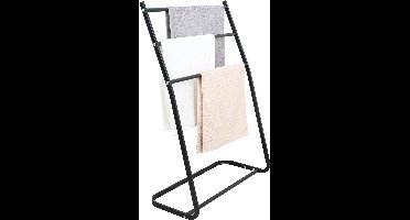 Niceey Handdoekrek - 3 Armen - Handdoekstang - Handdoekenrek Badkamer - Handdoekhouder Vrijstaand - Metaal - Anti-Kras Viltjes - Zwart